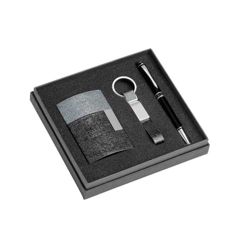 Kit Porta-Cartões, Chaveiro e Caneta Brendon