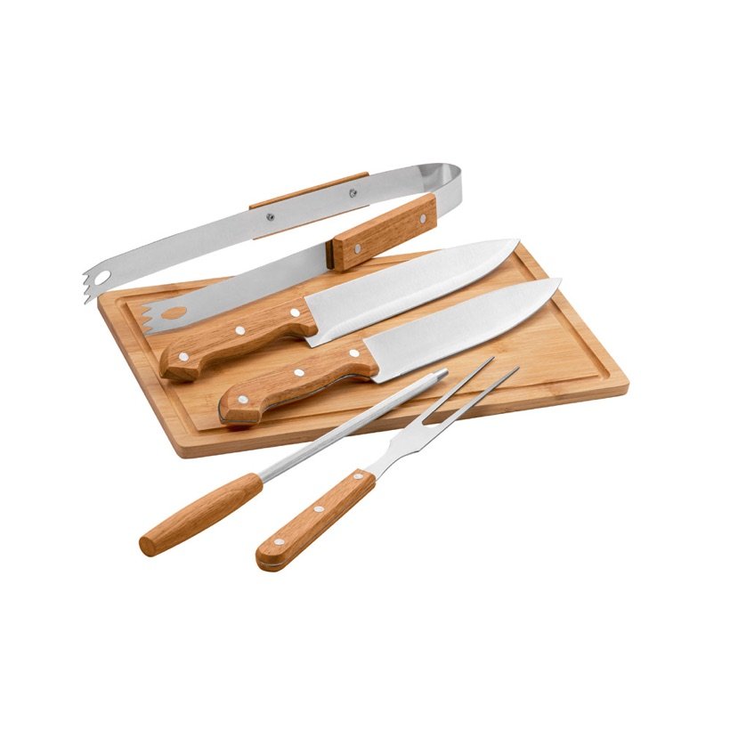Kit Churrasco Garlic King com Tábua e 5 Utensílios