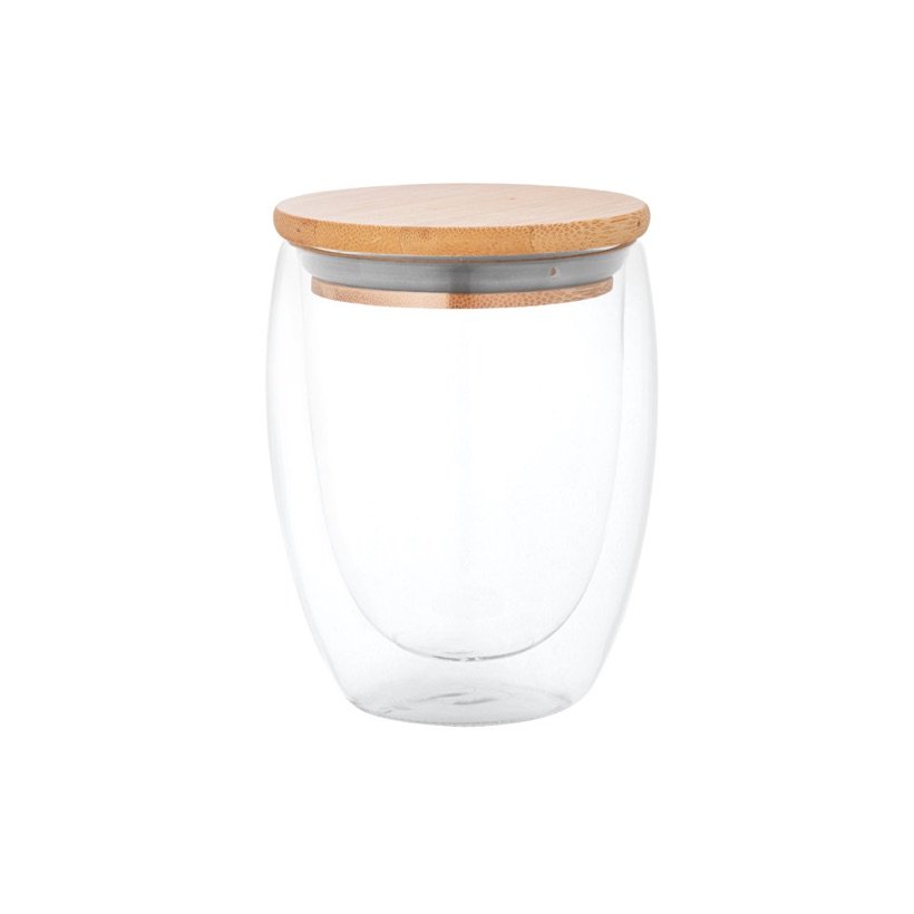 Copo Térmico de Vidro Ecuador L com Tampa de Bambu 350ml