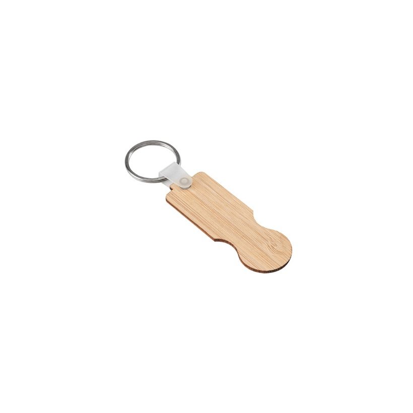 Chaveiro Moeda para Carrinho de Supermercado em Bambu Shopz
