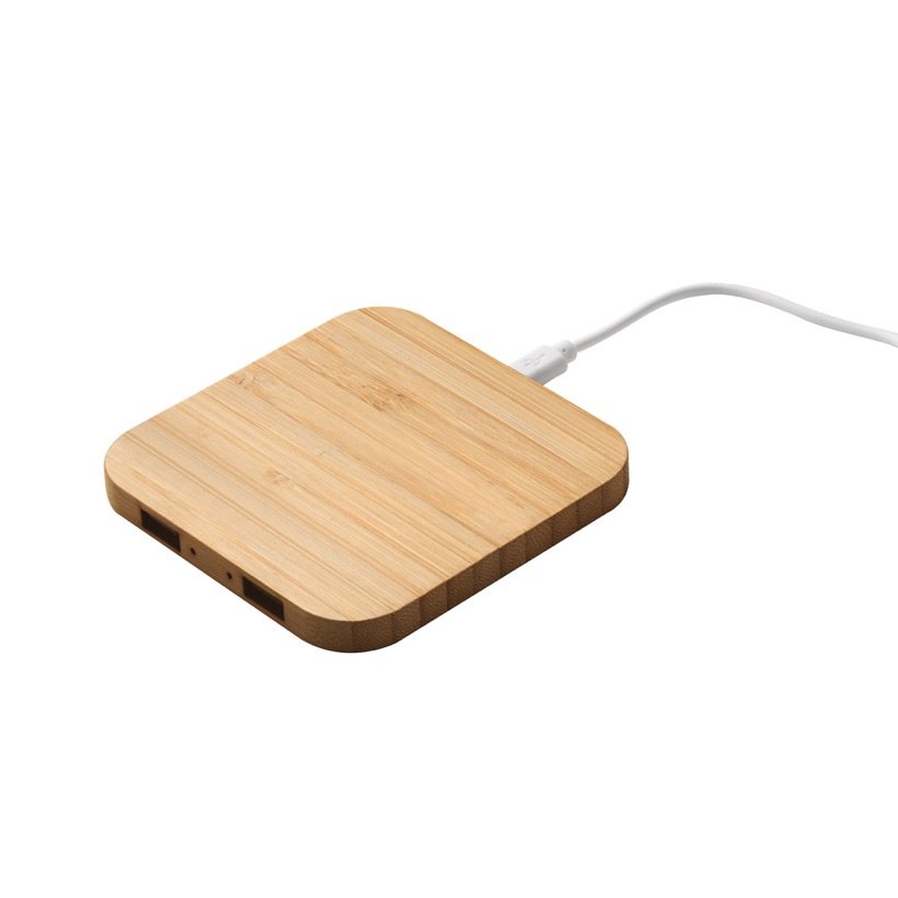 Carregador Wireless Dalton com Hub USB em Bambu