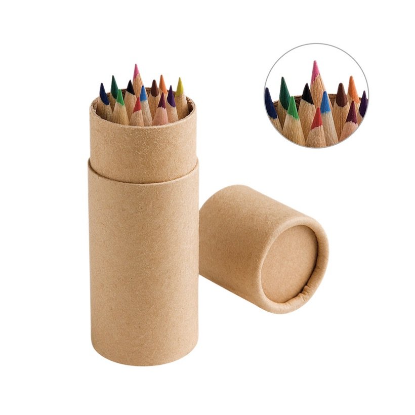 Estojo Cilíndrico com 12 Lápis de Cor Cricket — Conjunto
