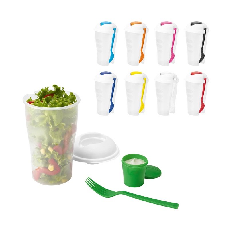 Copo para Salada Turmeric com Garfo e Molheira 850ml — Conjunto