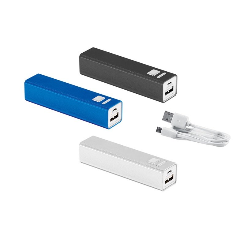 Power Bank Leo 2.200mAh em Alumínio — Conjunto