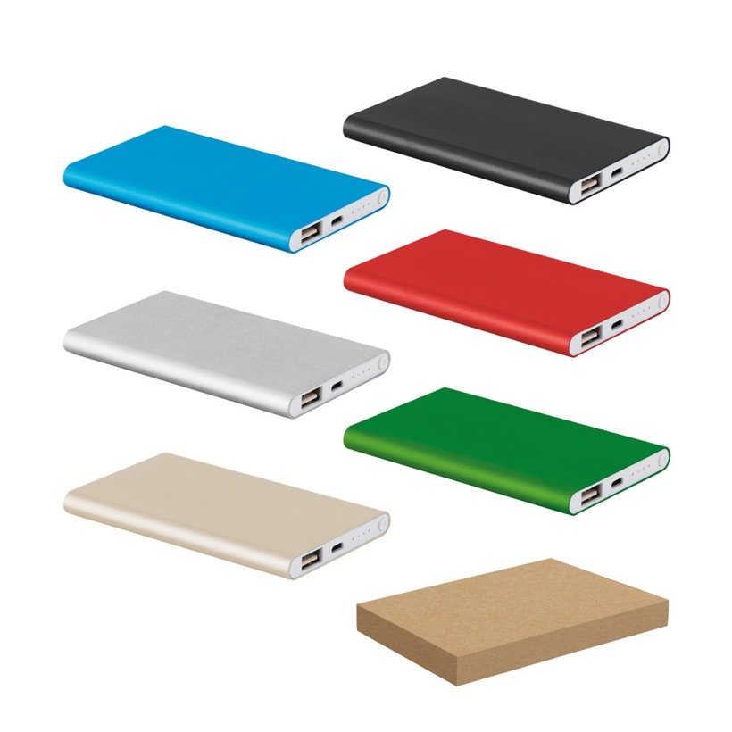 Power Bank Coulomb 4.000mAh Slim em Alumínio — Conjunto