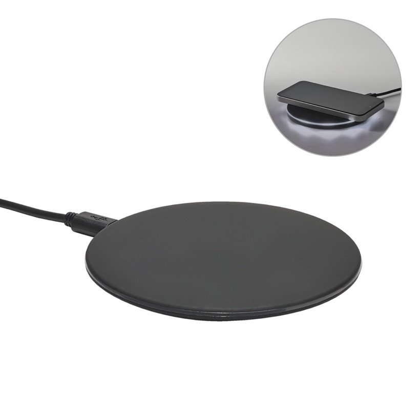 Carregador Wireless Burnell Preto com Luz de Fundo — Conjunto