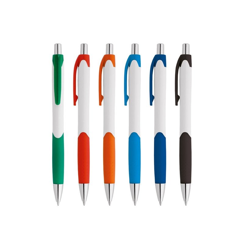 Caneta Esferográfica Caribe White com Grip — Conjunto