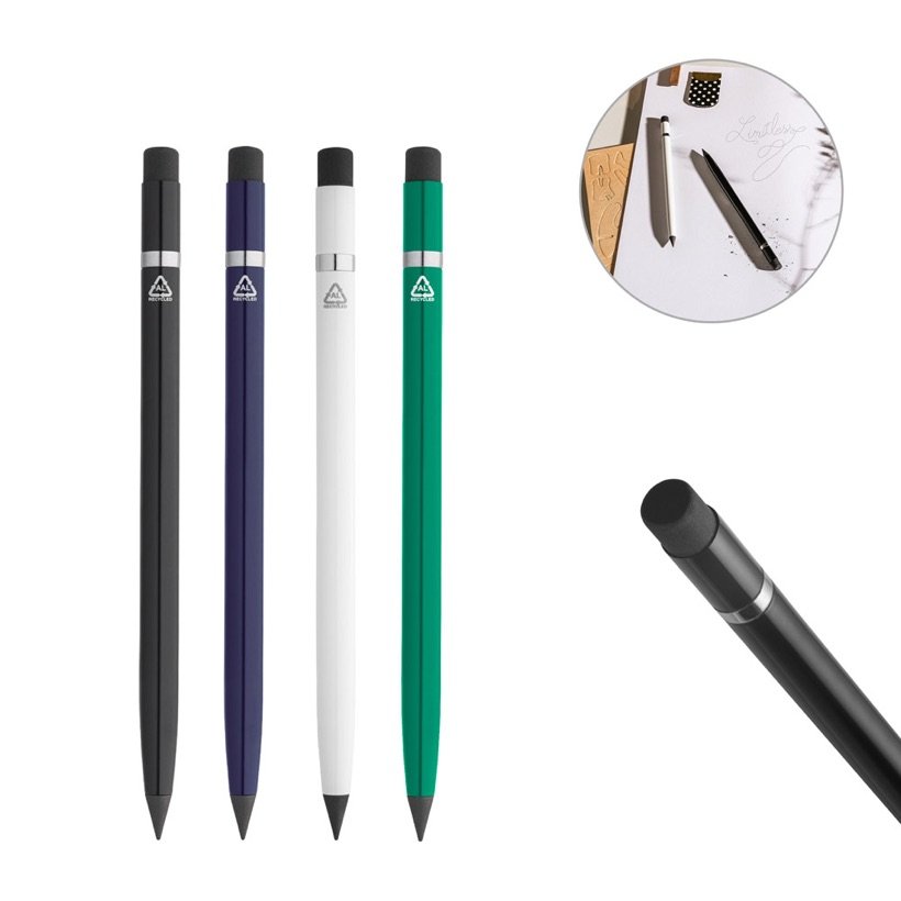 Caneta Sem Tinta em Alumínio Reciclado Limitless — Conjunto