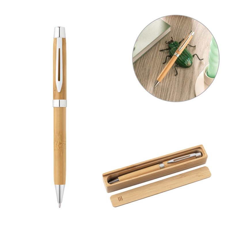 Caneta Esferográfica em Bambu Livia — Conjunto