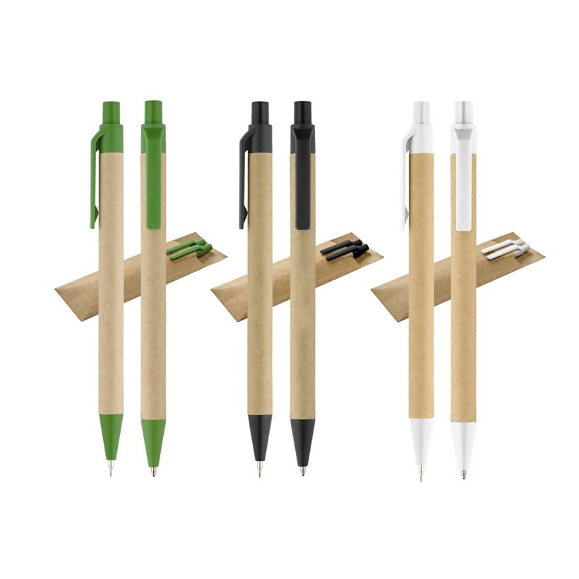 Conjunto Caneta e Lapiseira Leaf em Papel Kraft — Conjunto