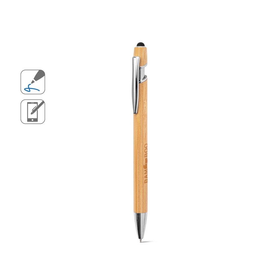 Caneta Esferográfica Blanc Bamboo com Alumínio Cromado — Conjunto
