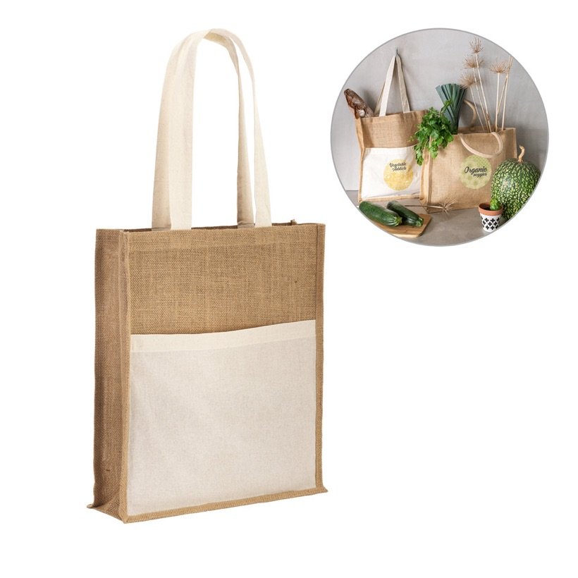 Sacola de Juta Braga com Bolso Frontal — Conjunto