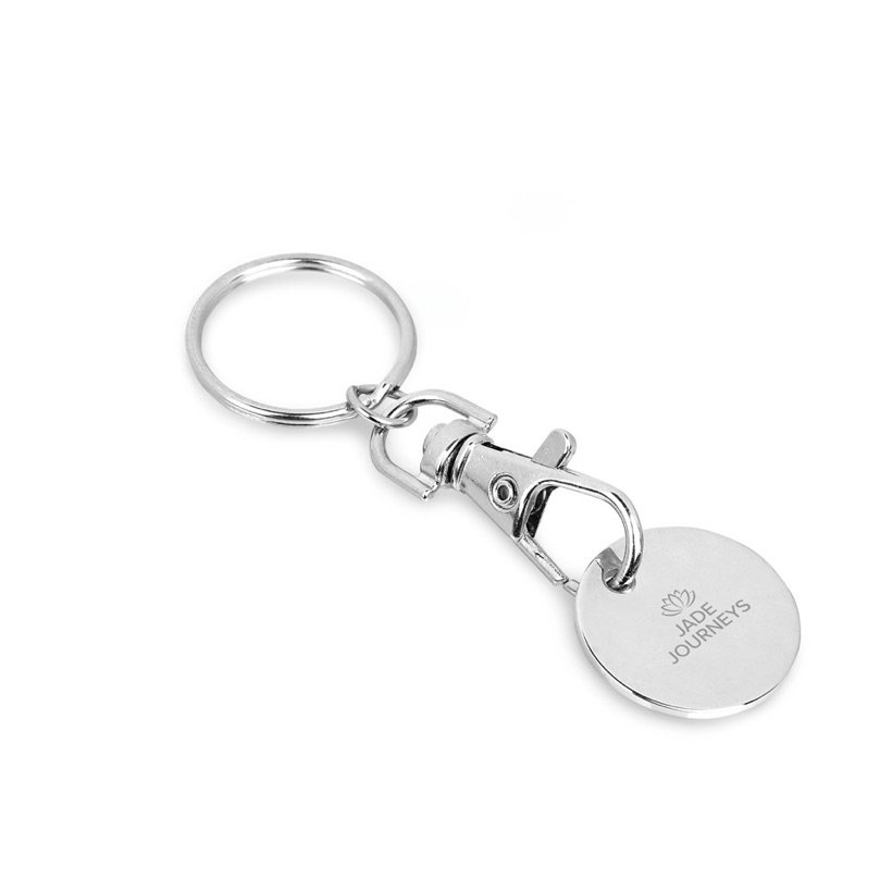 Chaveiro Moeda para Carrinho de Supermercado em Metal Fido — Conjunto