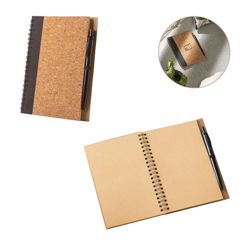 Caderno B6 de Cortiça com Caneta Vicente — Conjunto