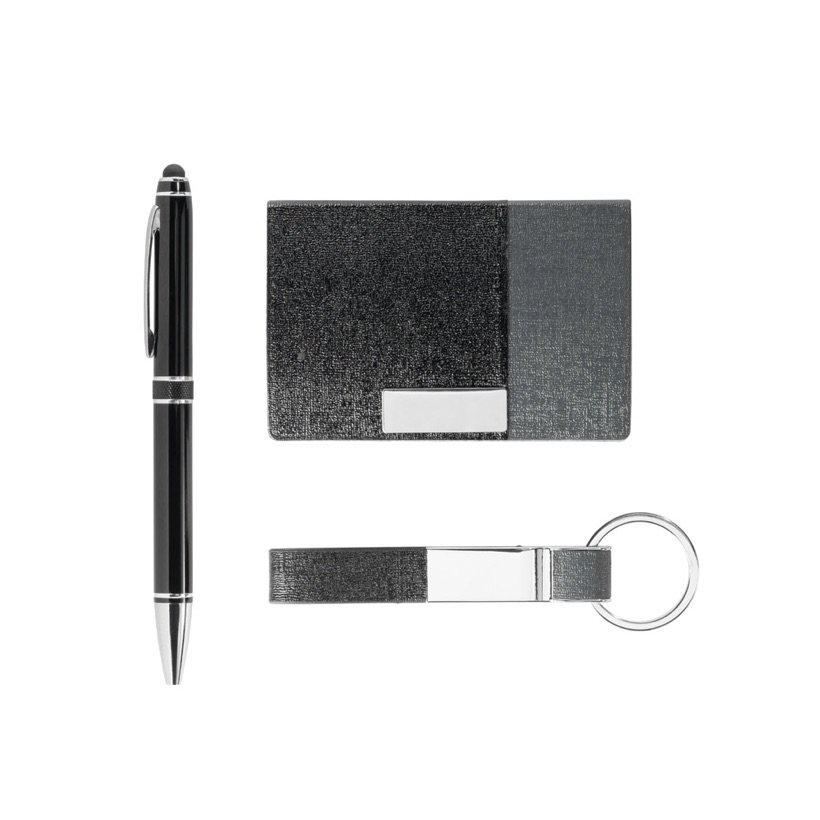 Kit Porta-Cartões, Chaveiro e Caneta Brendon — Conjunto
