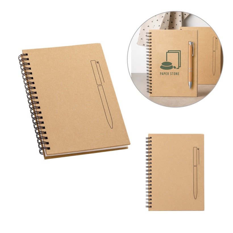 Caderno B6 Espiral Kraft com Suporte Magnético Rock — Conjunto