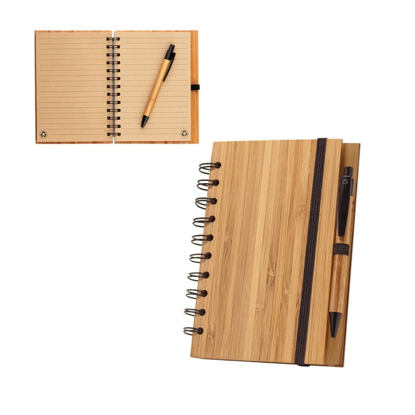 Caderno A5 Espiral de Bambu Dickens — Conjunto