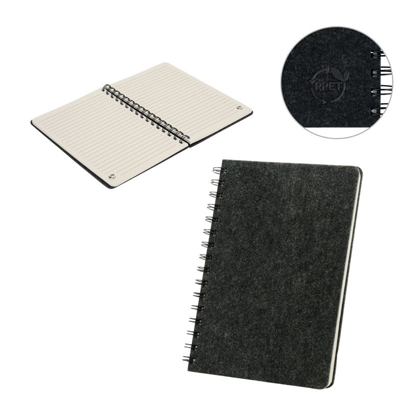 Caderno A5 em Feltro Reciclado com Argolas Mishima — Conjunto