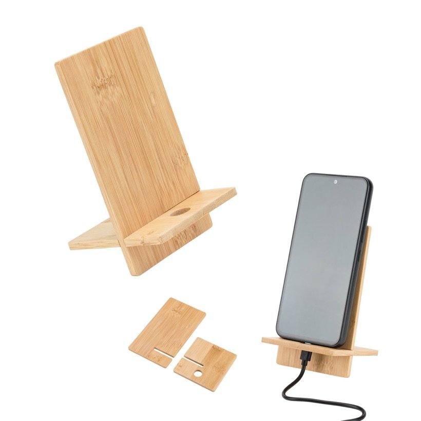 Suporte para Celular Galen Desmontável em Bambu — Conjunto