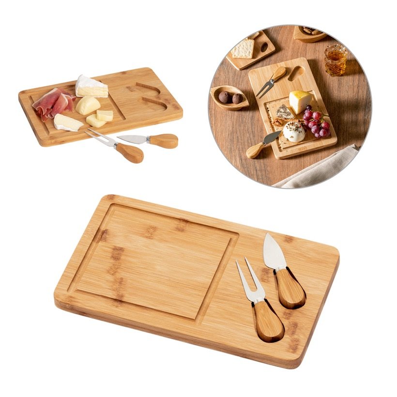 Tábua de Queijos Woods com Utensílios em Bambu — Conjunto