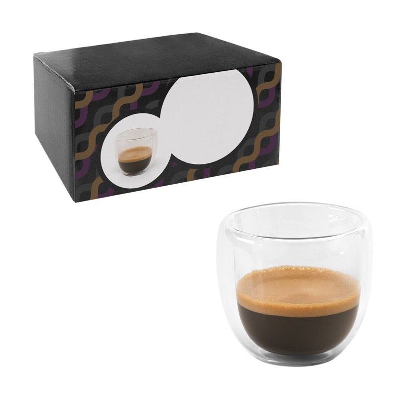 Conjunto de Café Expresso em Vidro com 2 Copos 75ml — Conjunto