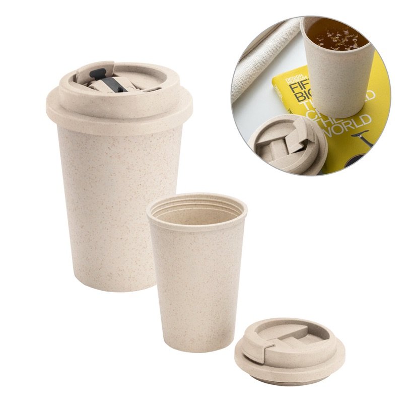 Copo de Viagem Toffa em Fibra de Bambu 380ml — Conjunto