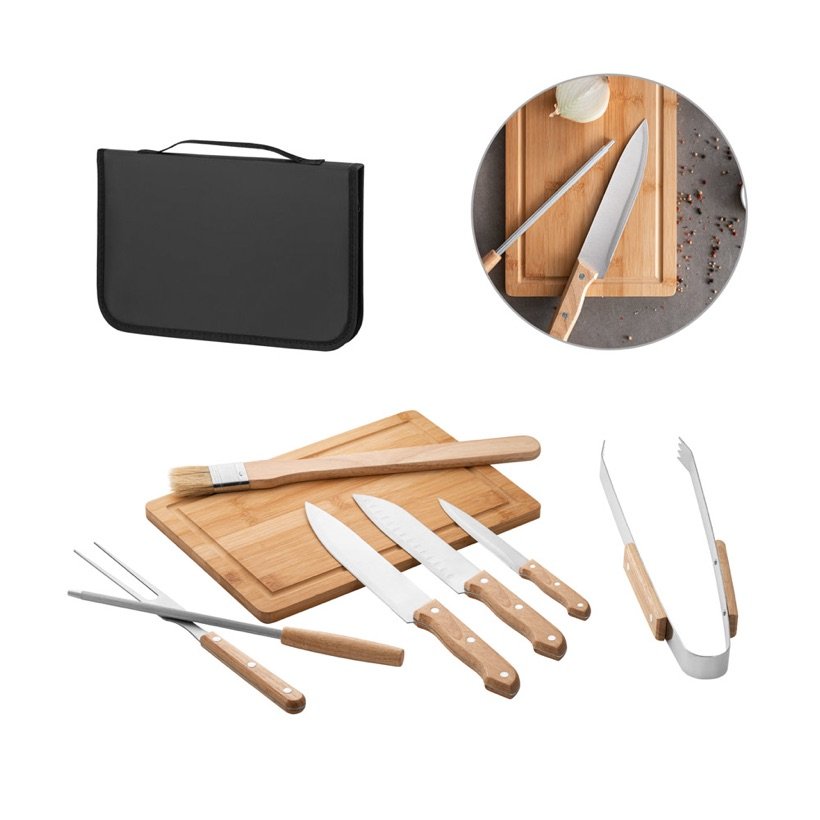Kit Churrasco Teriyaki com Tábua e 7 Utensílios — Conjunto