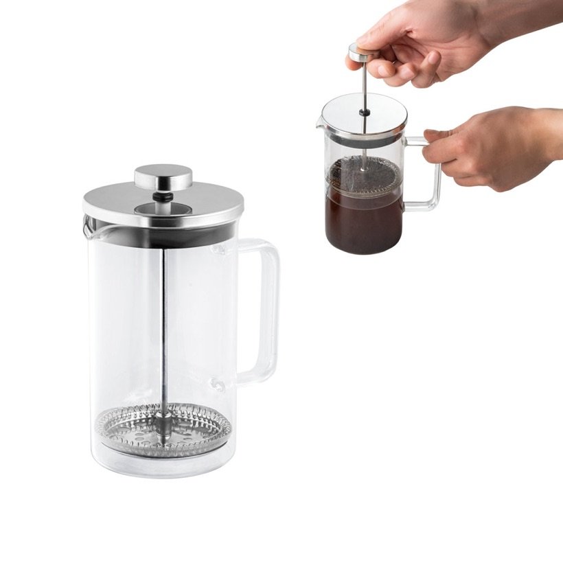 Cafeteira de Vidro Jenson com Tampa em Aço Inox 600ml — Conjunto