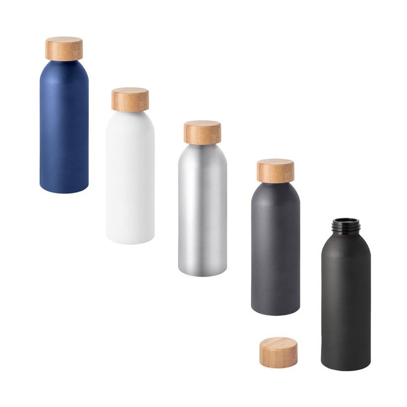 Squeeze de Alumínio Queta com Tampa de Bambu 550ml — Conjunto