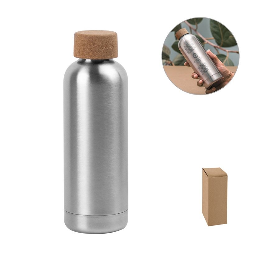 Squeeze Daley em Aço Inox com Tampa de Cortiça 760ml — Conjunto