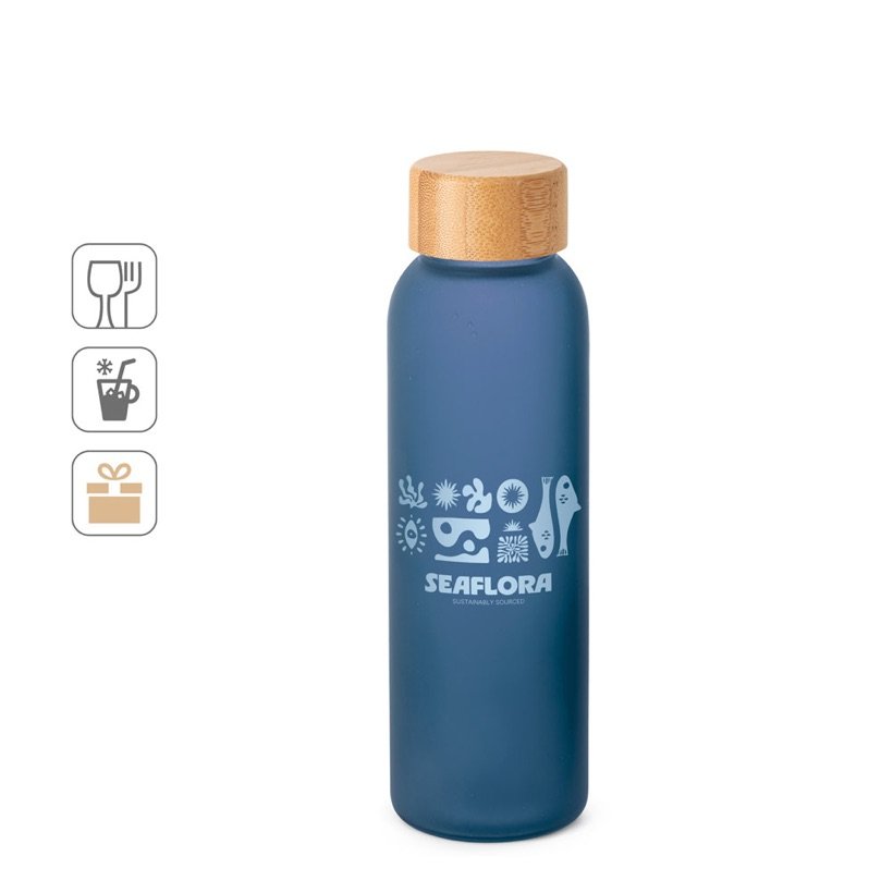 Squeeze Lillard Glass em Vidro Fosco com Tampa de Bambu 520ml — Conjunto