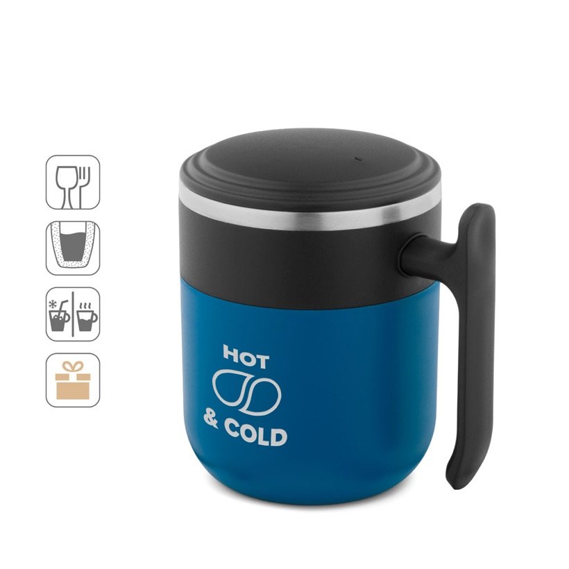 Caneca Térmica de Viagem Maldini com Base Antiderrapante 400ml — Conjunto