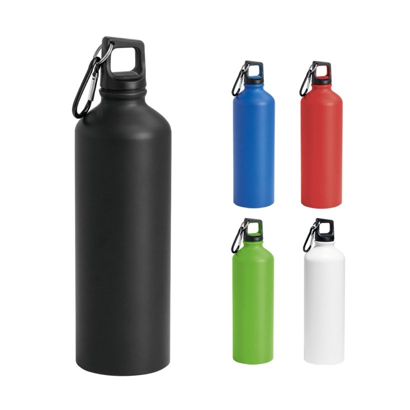 Squeeze de Alumínio Sporty com Mosquetão 800ml — Conjunto