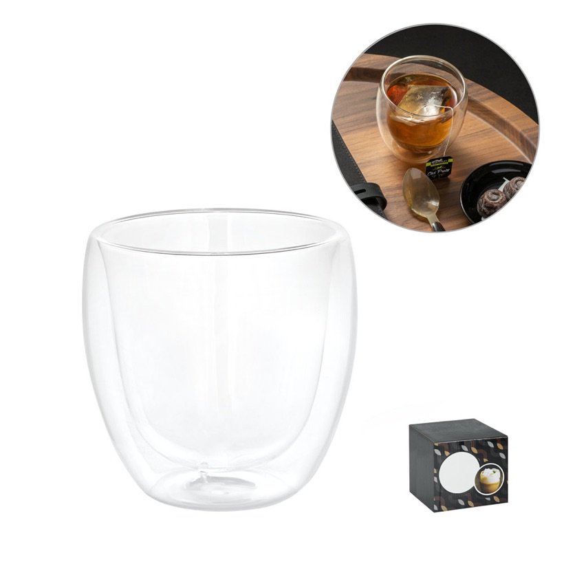 Copo de Vidro Americano com Parede Dupla 220ml — Conjunto