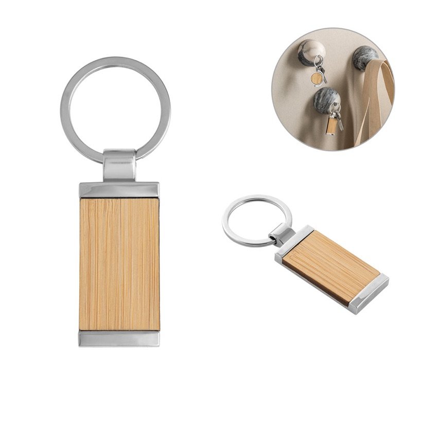 Chaveiro Retangular em Bambu Homer Square — Conjunto