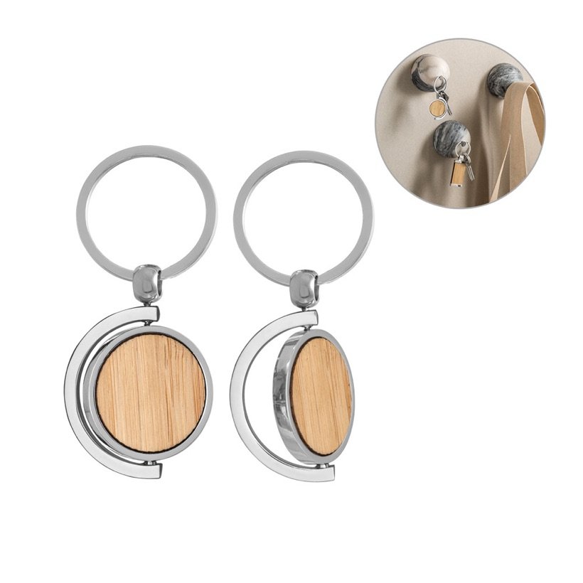 Chaveiro Redondo em Bambu Homer Round — Conjunto