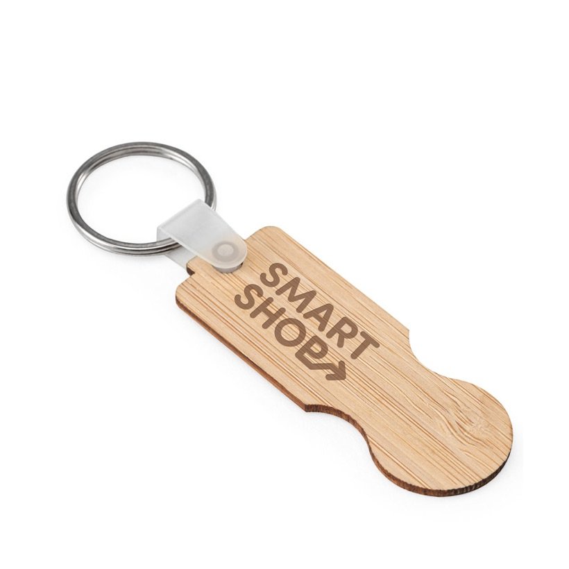 Chaveiro Moeda para Carrinho de Supermercado em Bambu Shopz — Conjunto