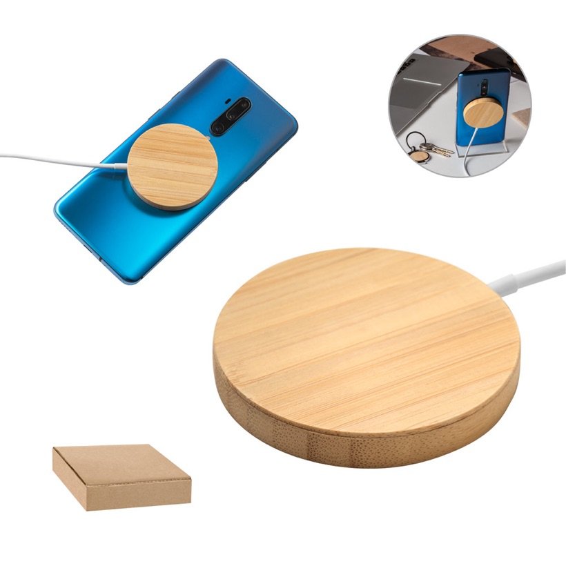 Carregador Wireless Magnético Daimler em Bambu — Conjunto