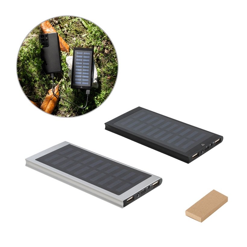 Power Bank Solar Clerk 8.000mAh com Lanterna — Conjunto
