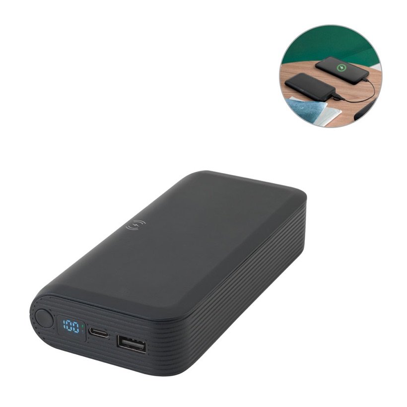 Power Bank Becker 20.000mAh com Tela LED Wireless — Conjunto