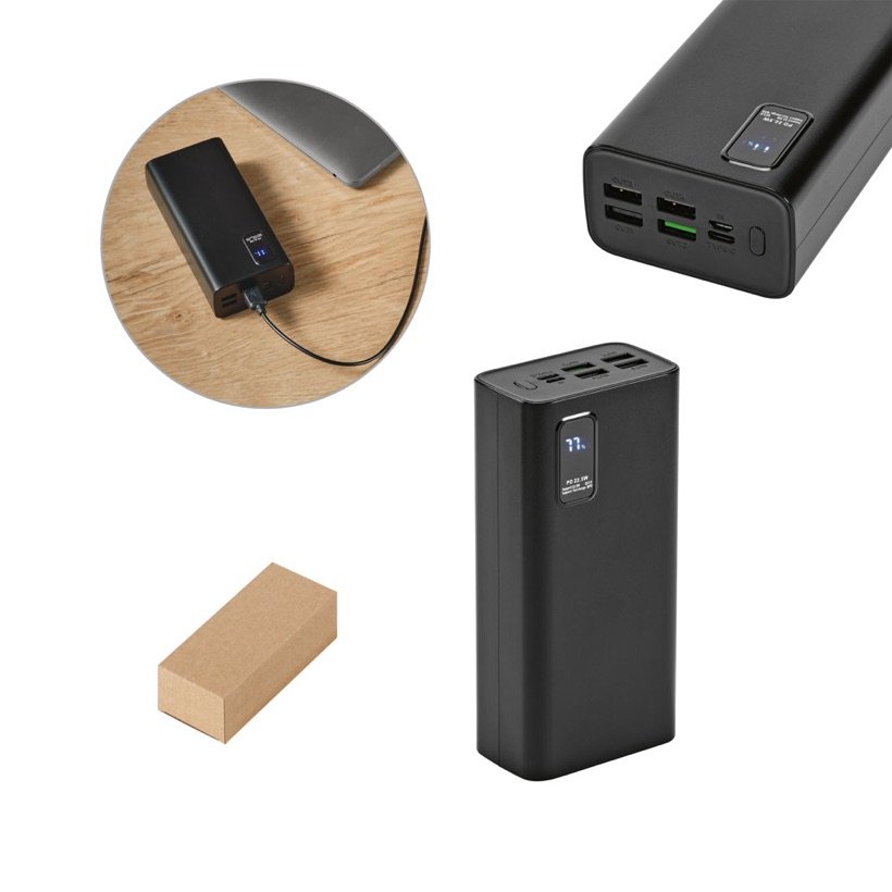 Power Bank Gurdon 30.000mAh com Tela LED — Conjunto